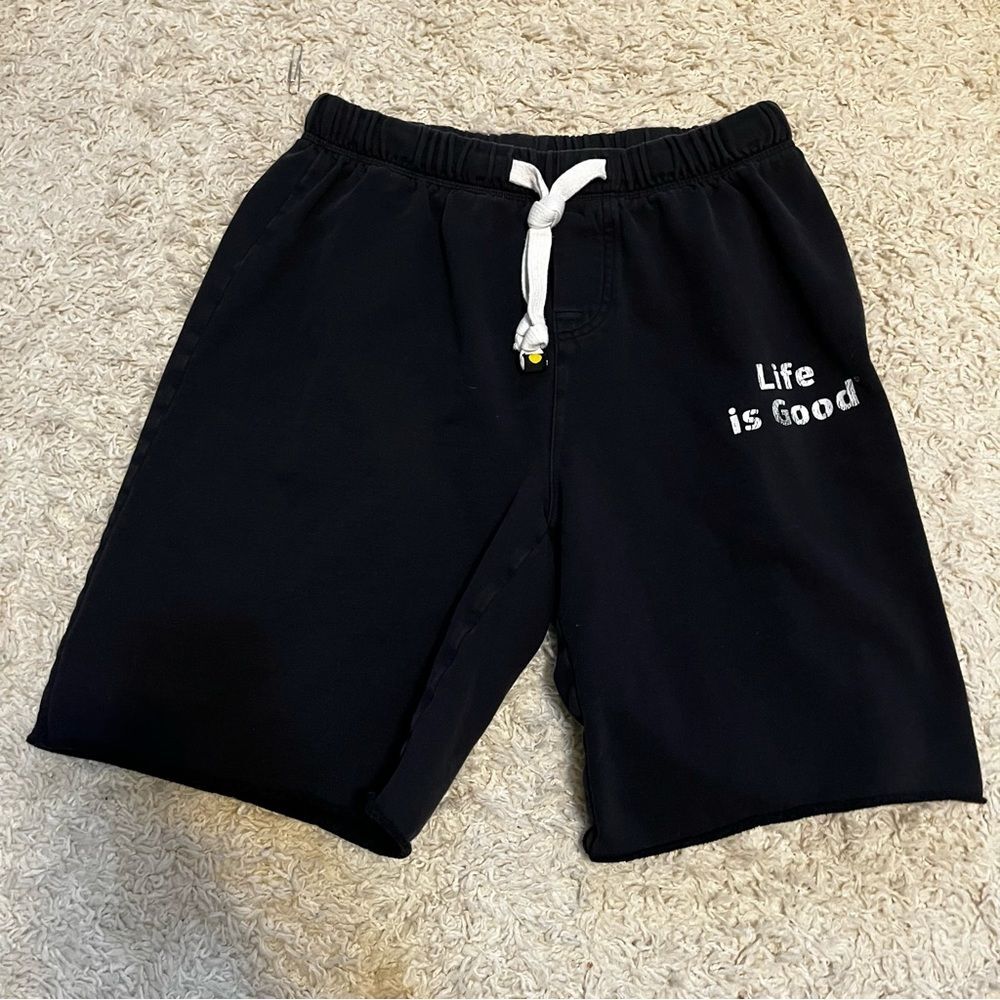 life is good black athletic gym shorts size small
